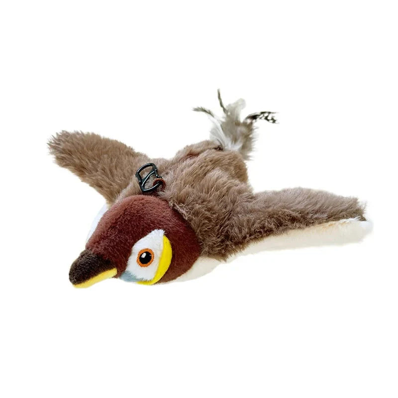 2 Styles Interactive Cat Toy Flapping Bird With Catnip Rechargeable Bird Cat Toys Touch Activated Fluffy Plush Toys For Cats PawsnHeart