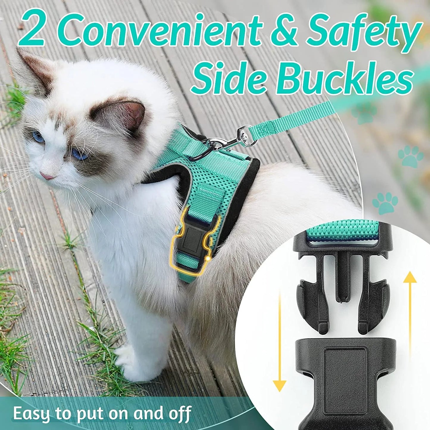 Cat Harness and Leash for Walking – Escape Proof, Soft & Adjustable Vest Harnesses PawsnHeart