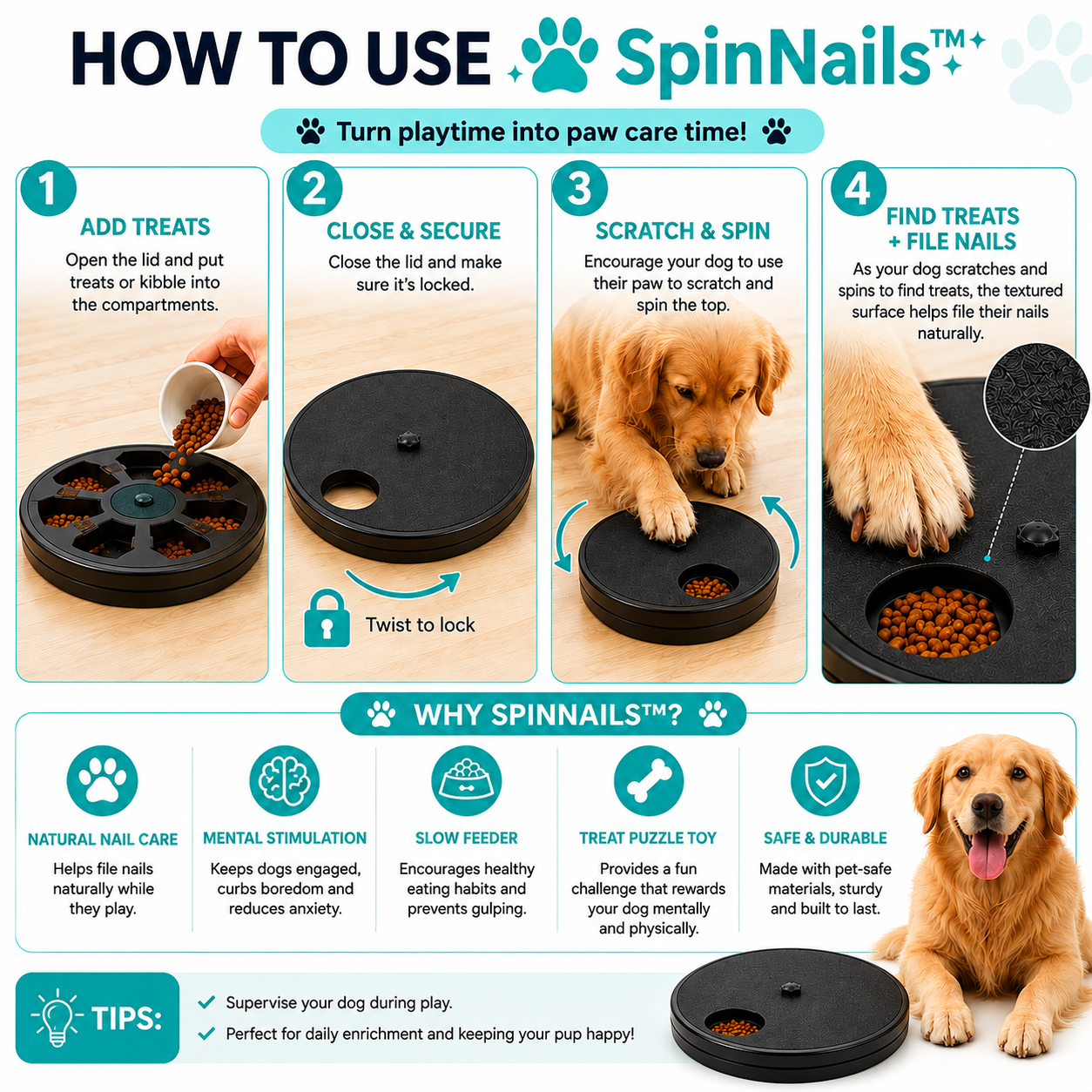 SpinNails™ Treat & Scratch Nail Board 🐾