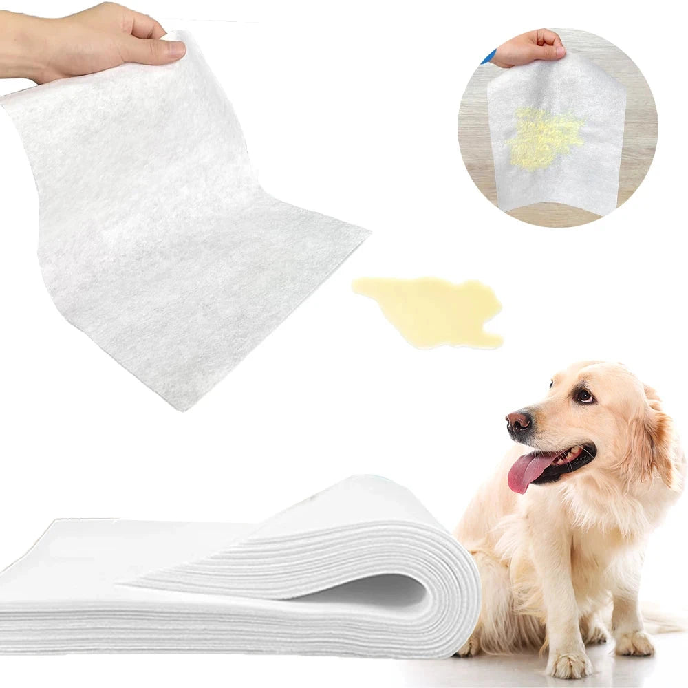 100PCS/Bag Dog Urine Absorbing Paper Pet Absorbent Paper Pet Diaper Urine Pad Quick Dry Wipe Urine Absorbent Paper Pet Supplies PawsnHeart