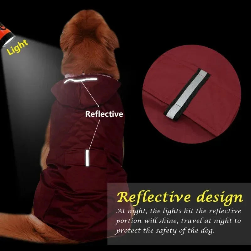 9 Sizes Dog Raincoat Small Medium Large Dogs Waterproof Hooded Jacket Rain Clothes with Reflective Stripe Outdoor Accessories PawsnHeart