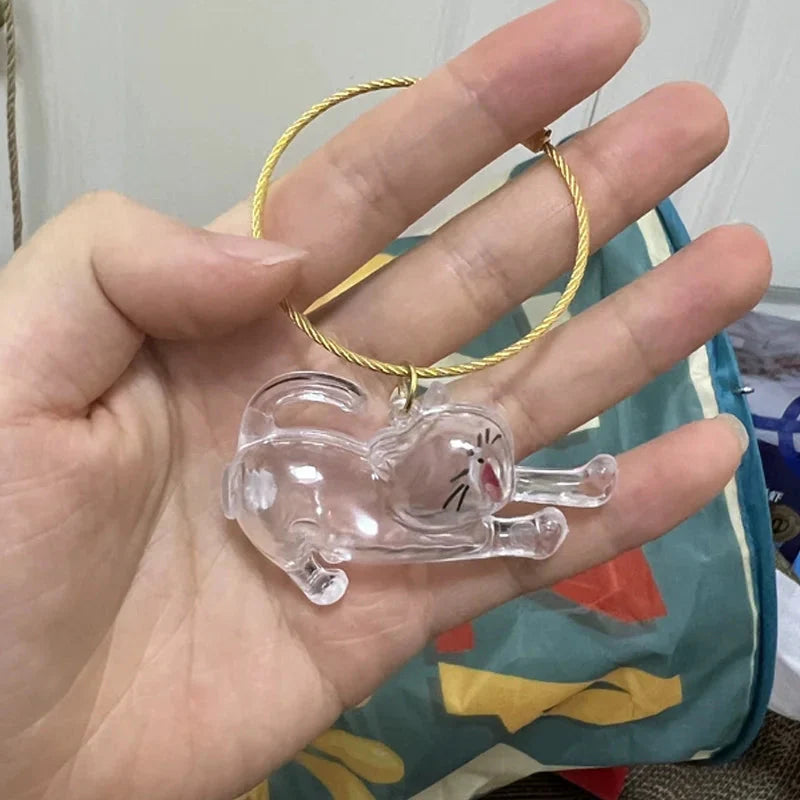 New Cute Cat Hair Storage Box Keychains Bag Hanging Pendant Pet Hair Fur Transparent Creative Souvenir Pet Memorial Ideal Gifts PawsnHeart