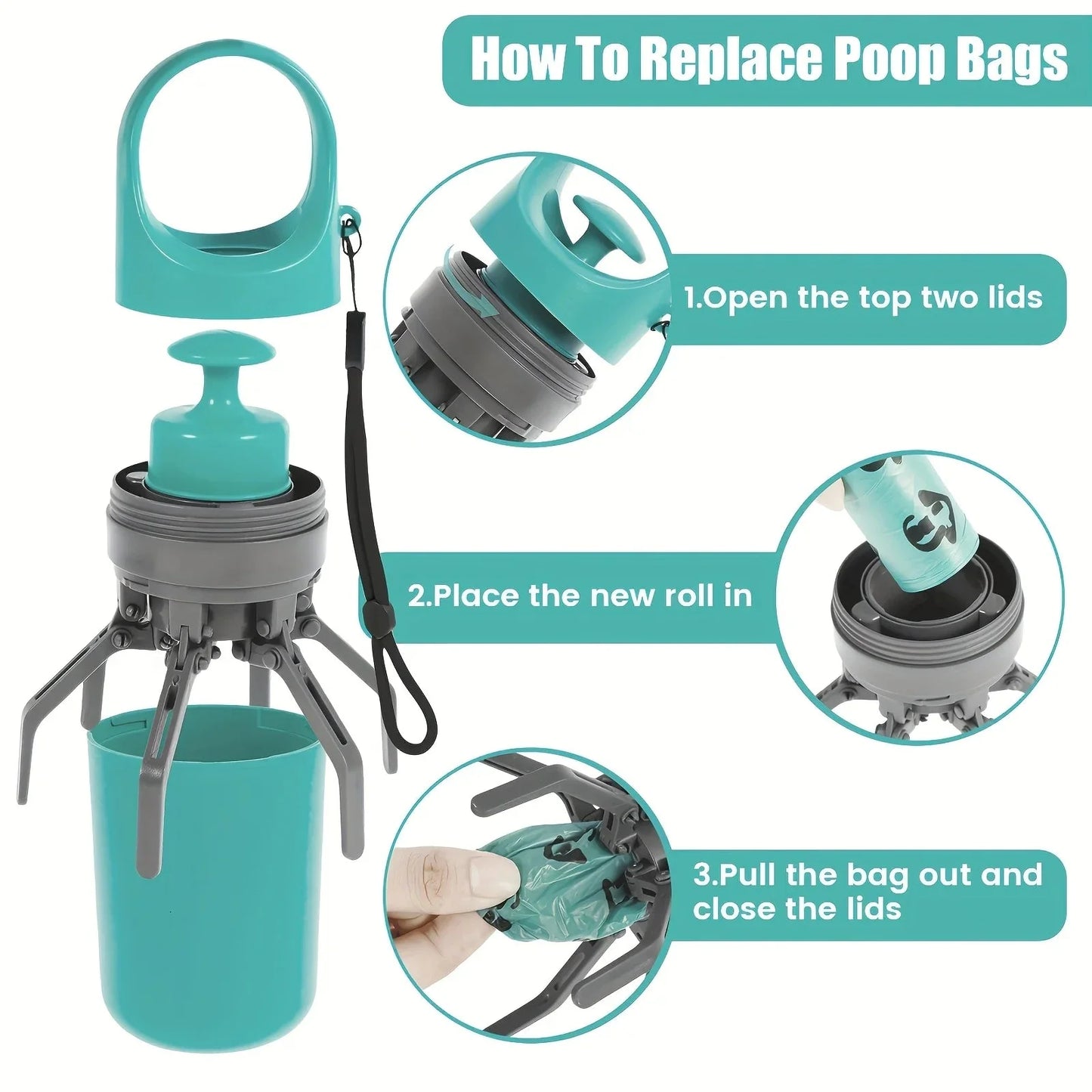 1pc Portable Poop Scoop with Bagged Disperser, Blue Color, Claw Design, for Efficient Waste Collection, Including Leak-Proof Bag PawsnHeart