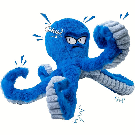 Indestructible Octopus Squeaky Chew Toy – Interactive Tug-of-War & Teeth Cleaning Plush Toy for Dog PawsMagics