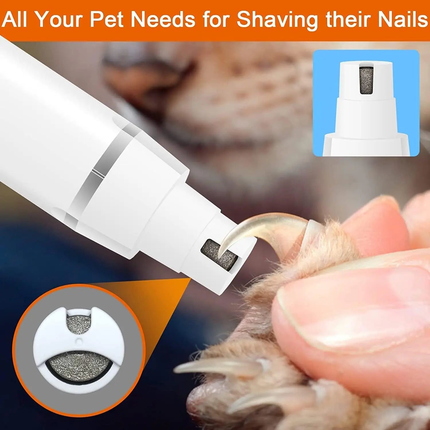 Dog&Cat lippers Grooming Kit Hair Clipper Low Noise Paw Trimmer Rechargeable Cordless Quiet Nail Grinder Shaver For  Pets PawsnHeart
